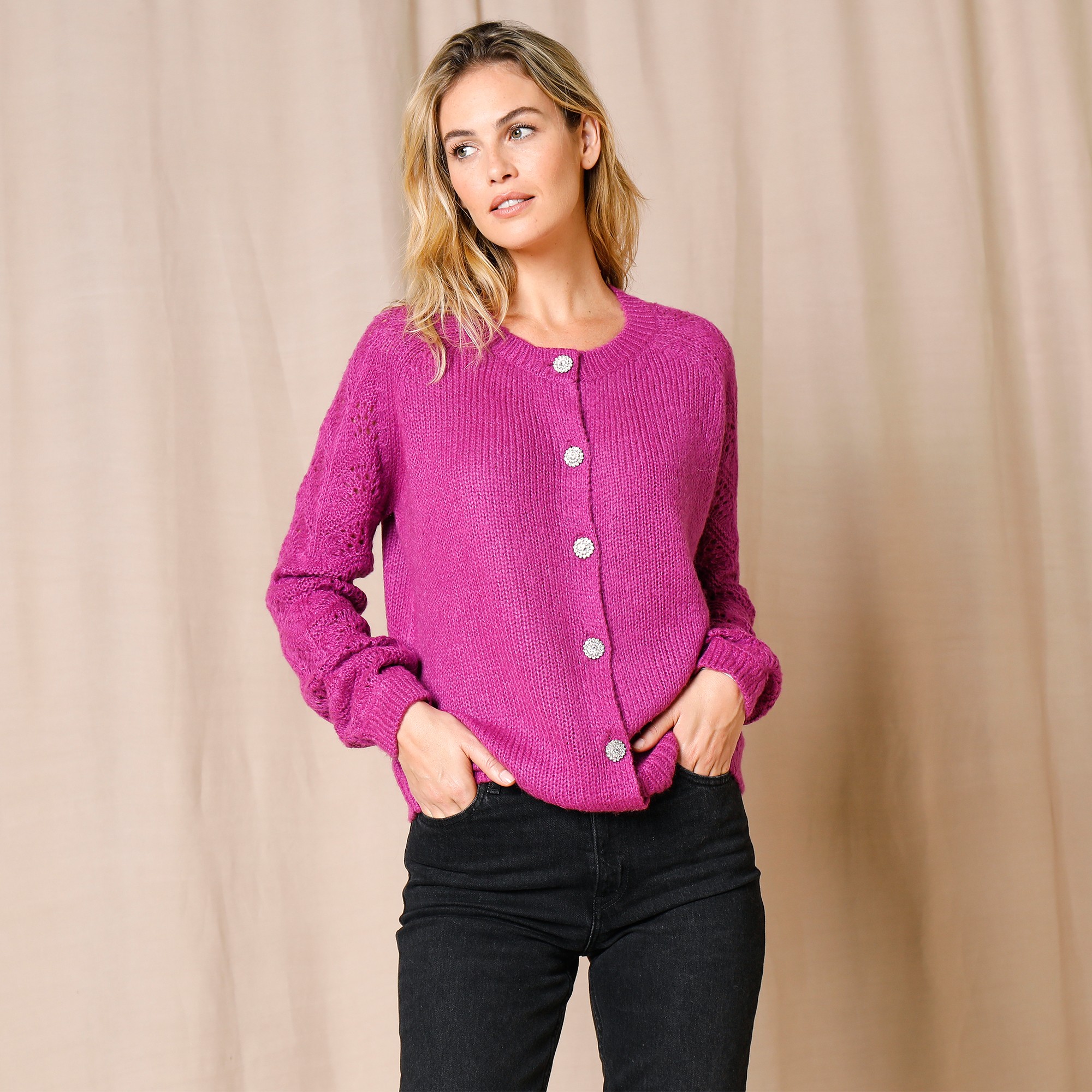 Cardigan Boutons bijoux - Blancheporte