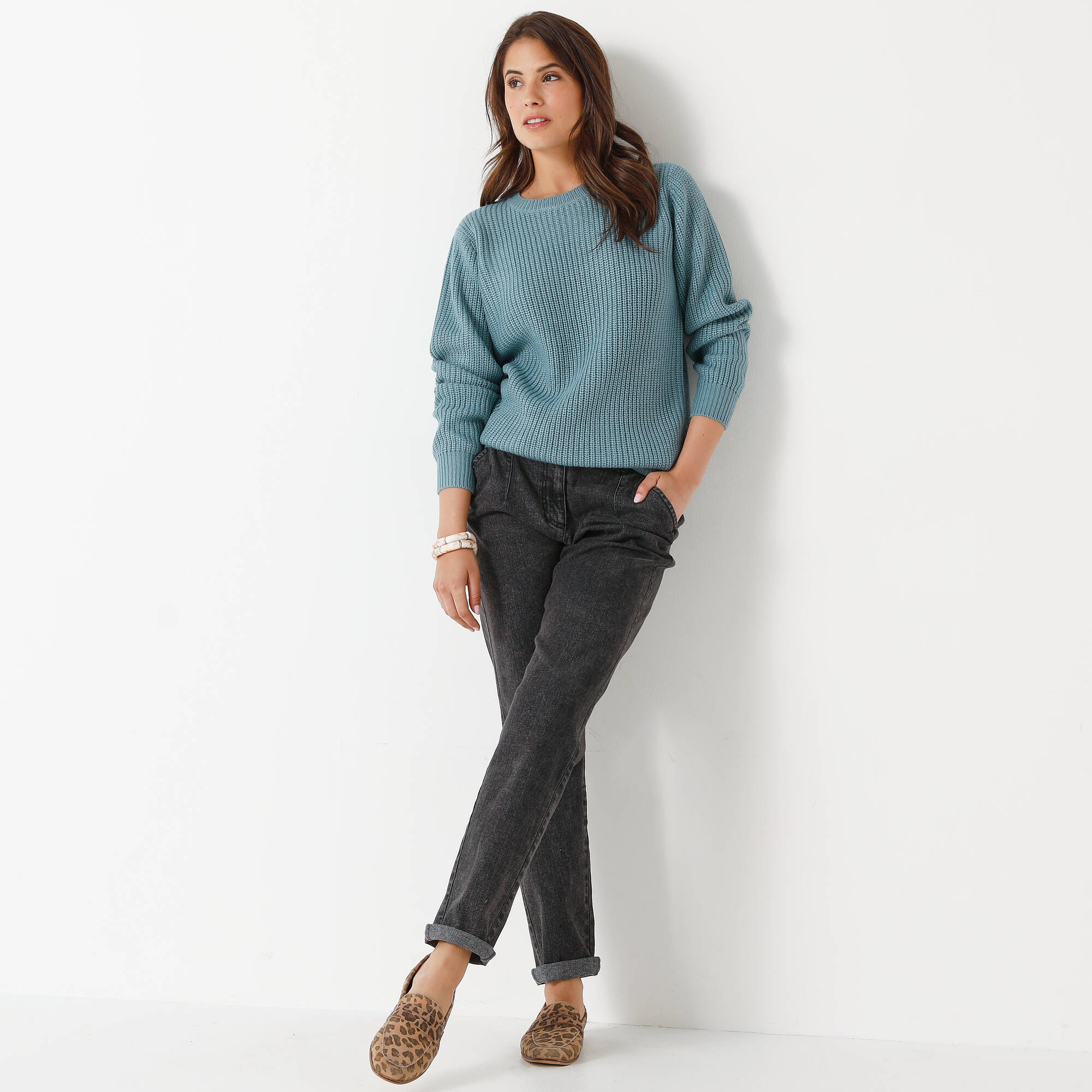 Pull col rond maille anglaise - Blancheporte 24$
