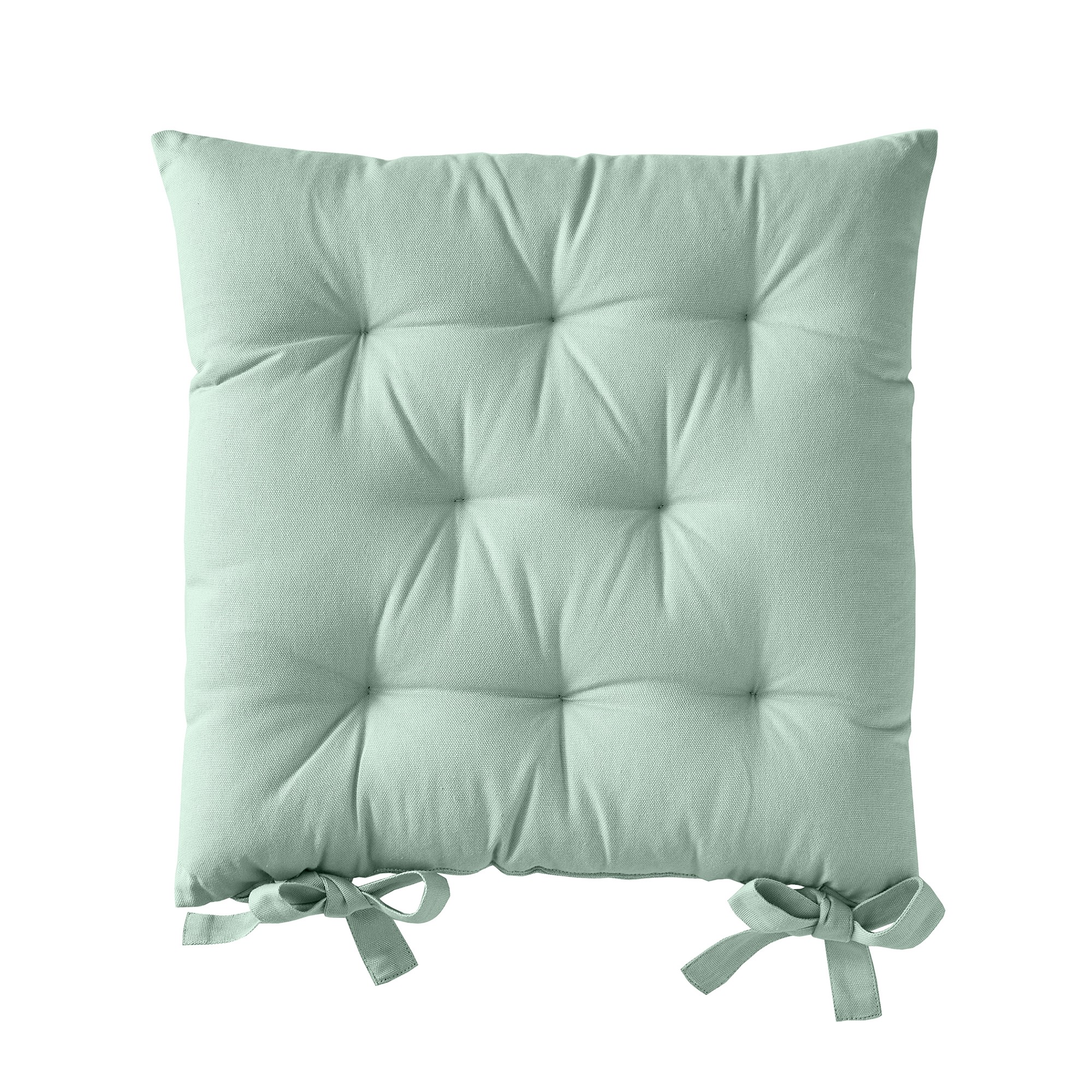Galette de chaise carrée unie coton bachette - Lot De 2 Galettes De Chaise : 40x40cm - Vert - Colomb