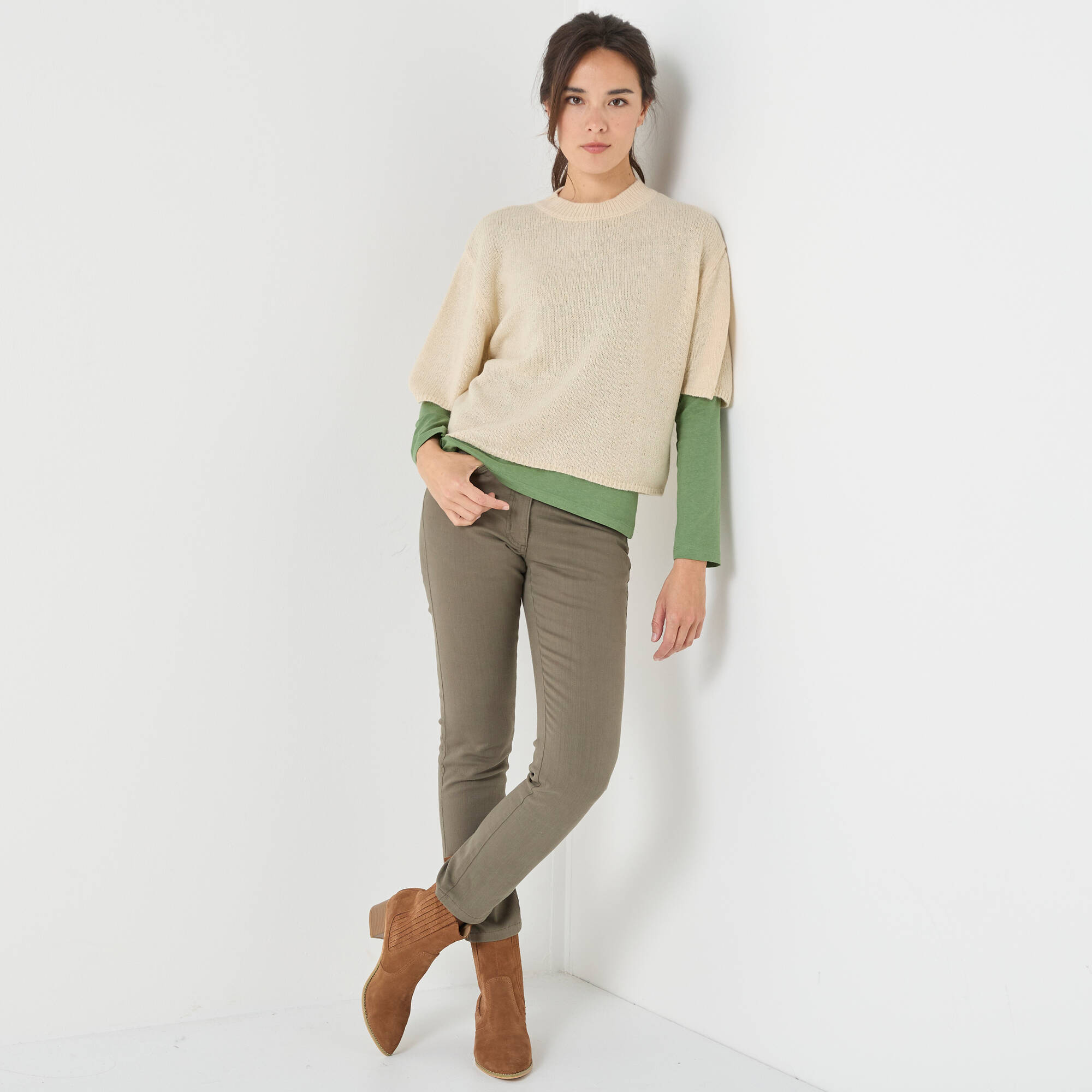 Pull loose manches coudes laine et mohair mlangs - Blancheporte 36$
