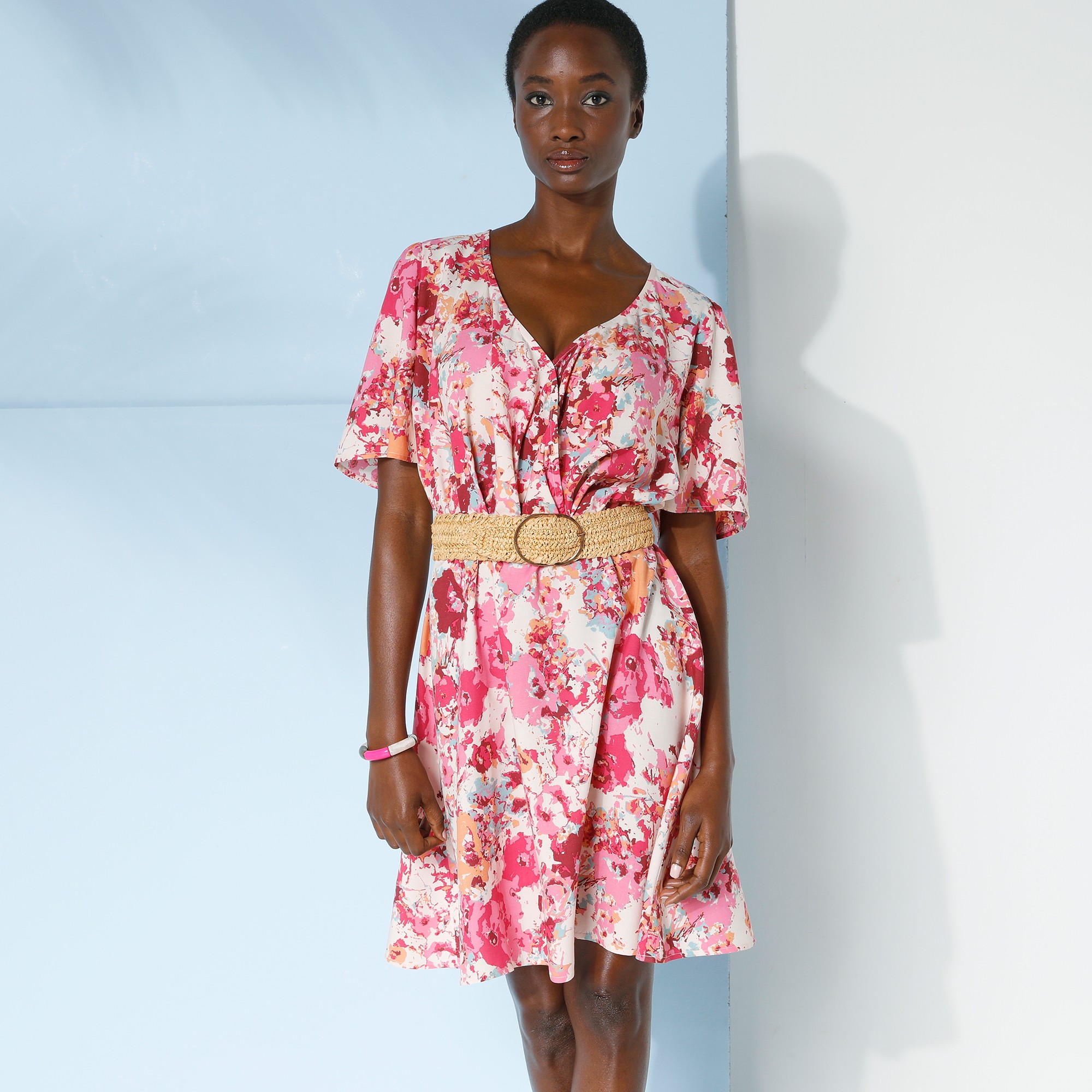 Robe Courte Cache-coeur Imprimée, Spéciale Poitrines Généreuses - Blancheporte