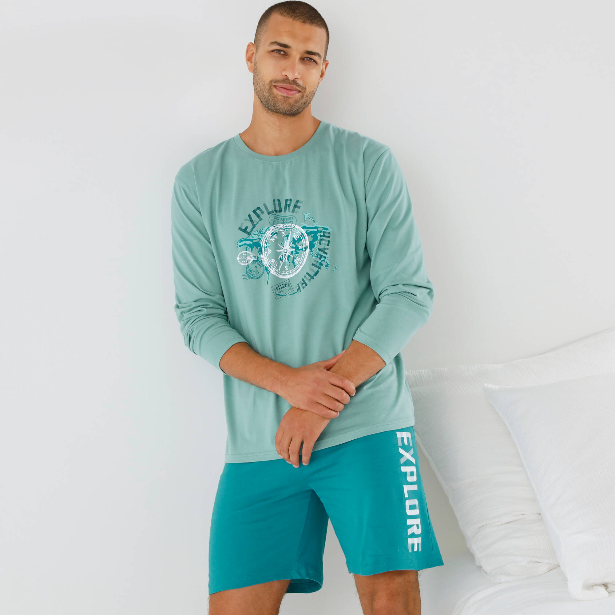 Short pyjama uni avec motif - Blancheporte 13$