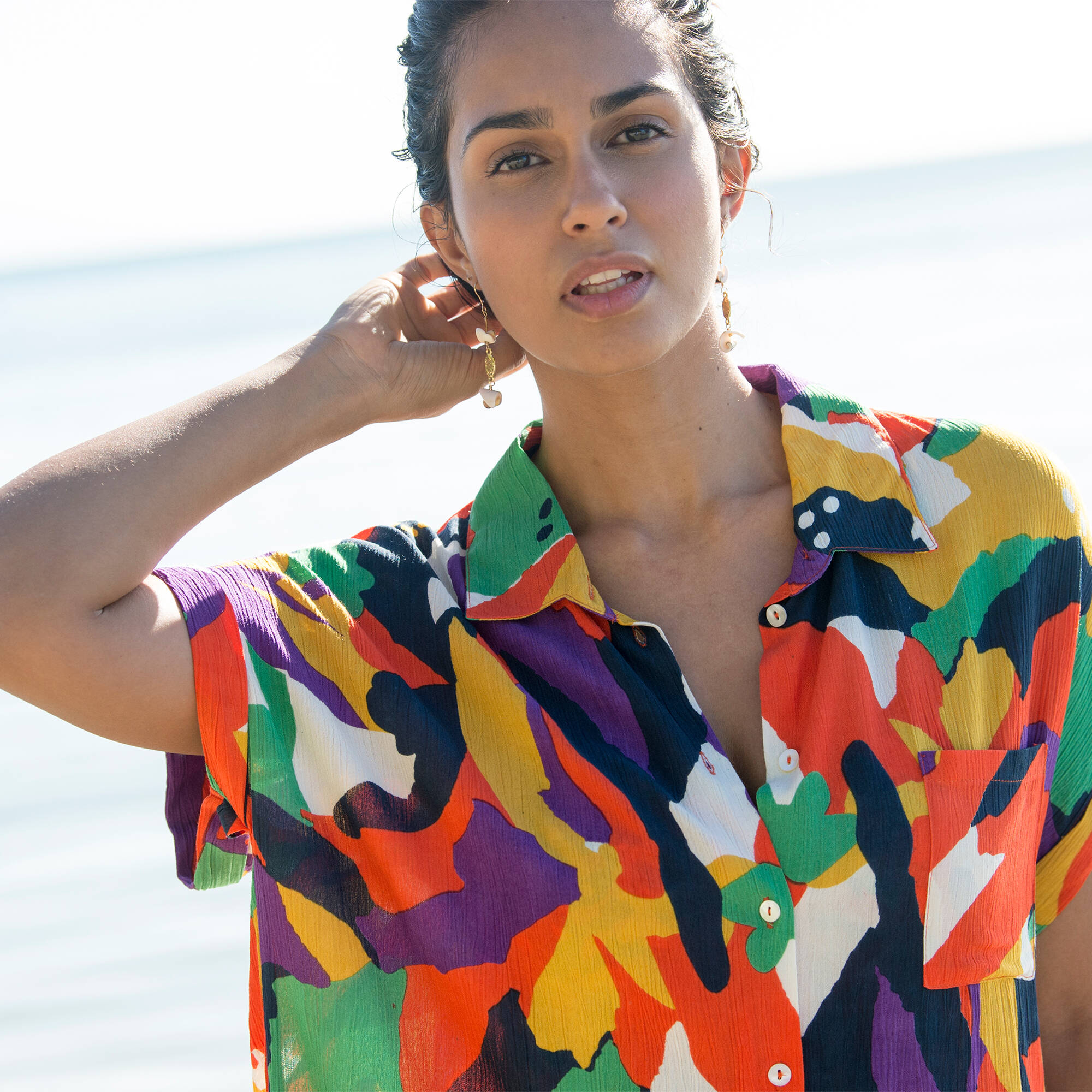 Robe de plage imprime crpon - Blancheporte 36$