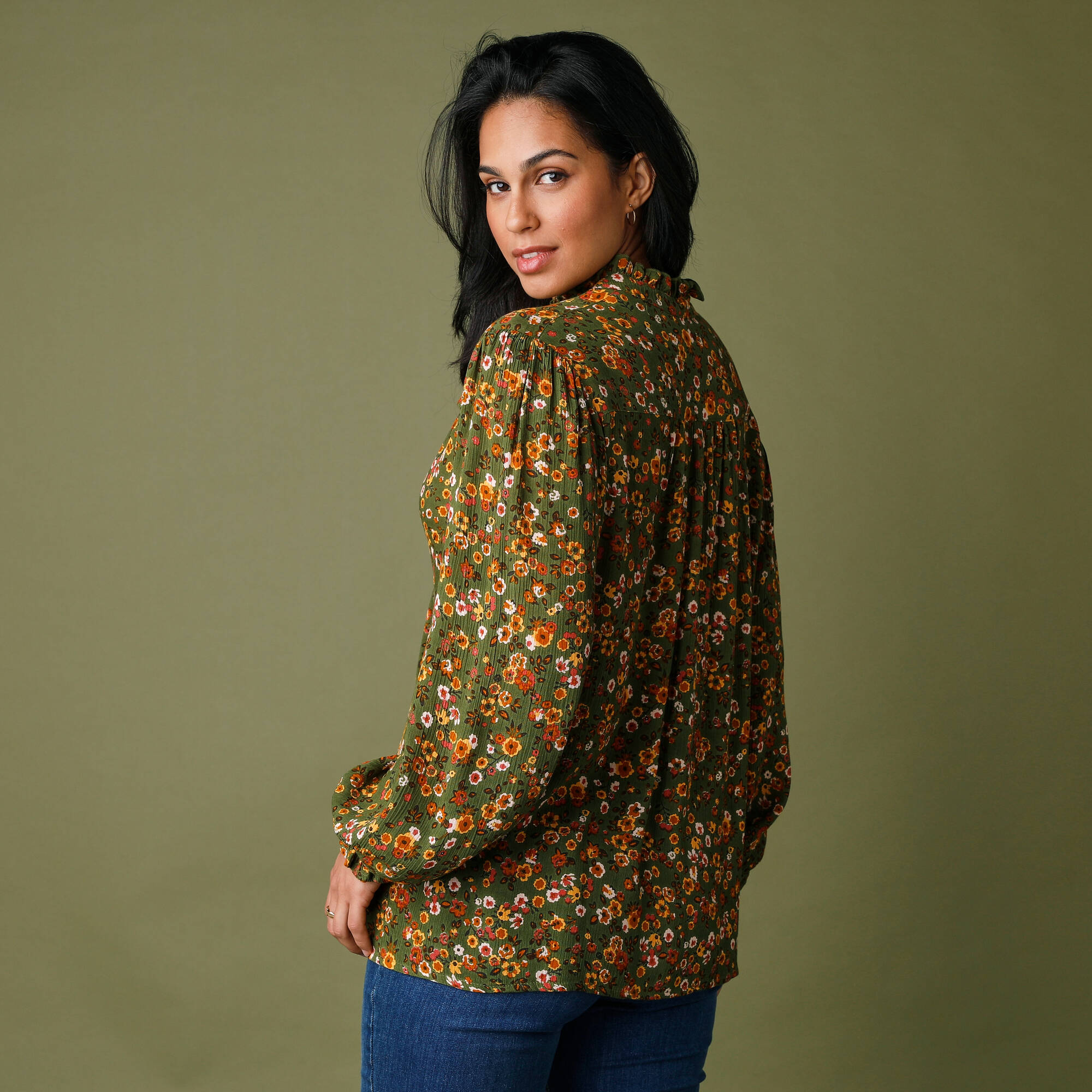 Haut Femme Volanté Fleuri Blancheporte - Taille 44, 100% Coton, Rose, Occasion Comme Neuf