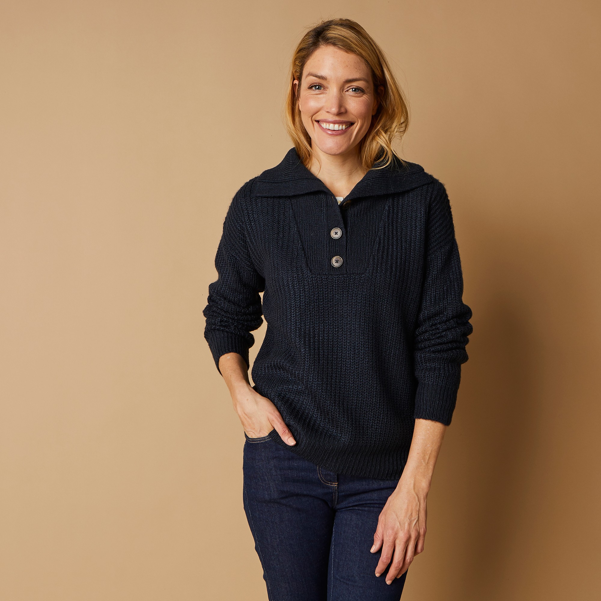 Pull Col Camionneur, Maille Anglaise - Blancheporte