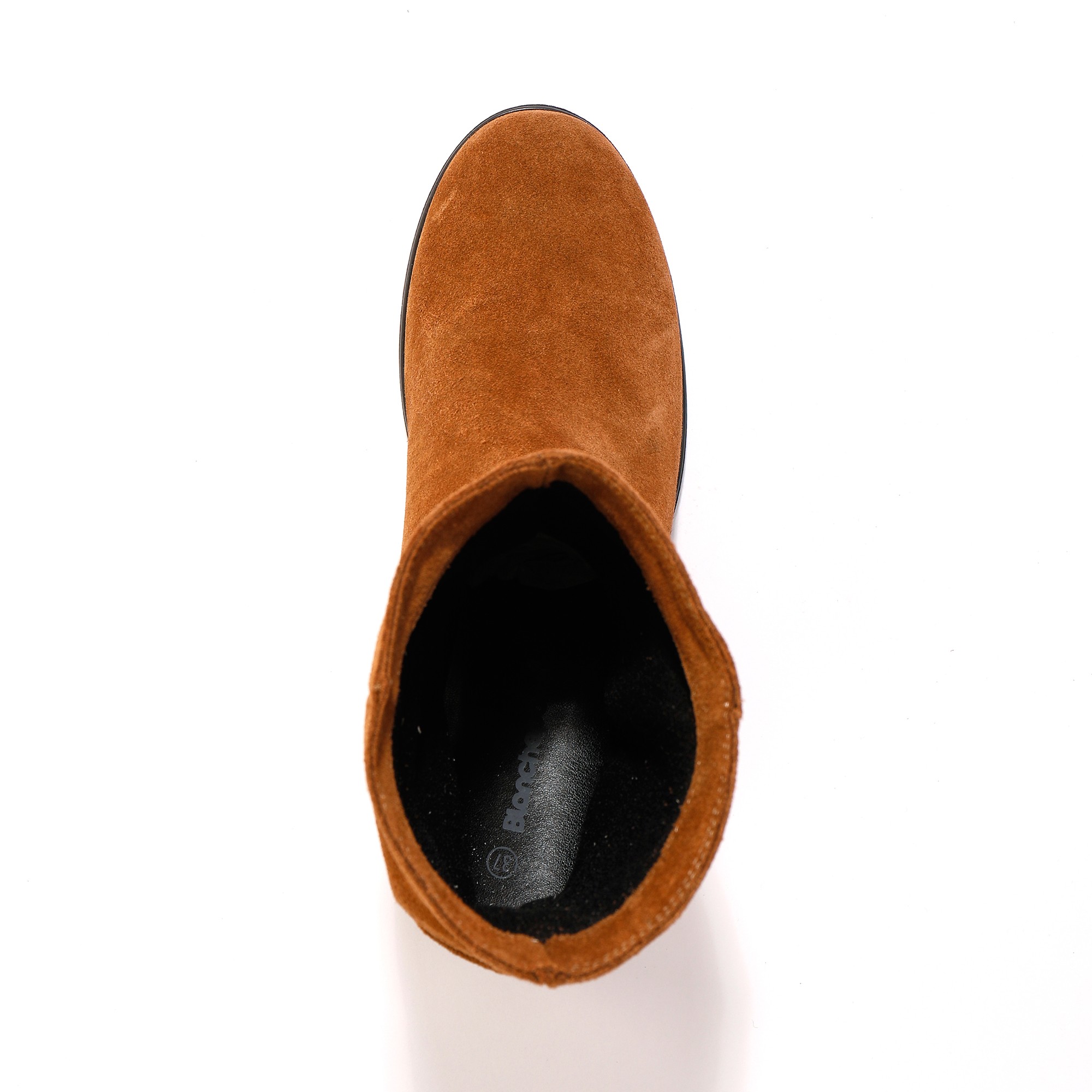 Bottes pliss es mi hautes en daim avec semelle compens e invisible