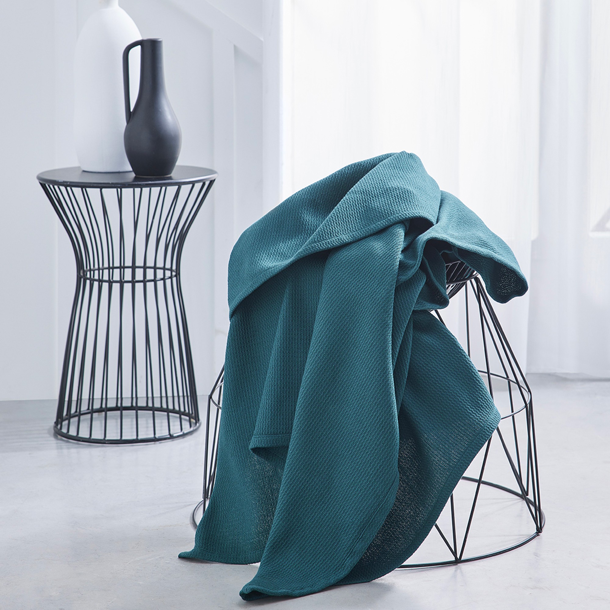 Jeté De Canapé Ou Plaid Uni Nid D’abeille - Coton - Blancheporte