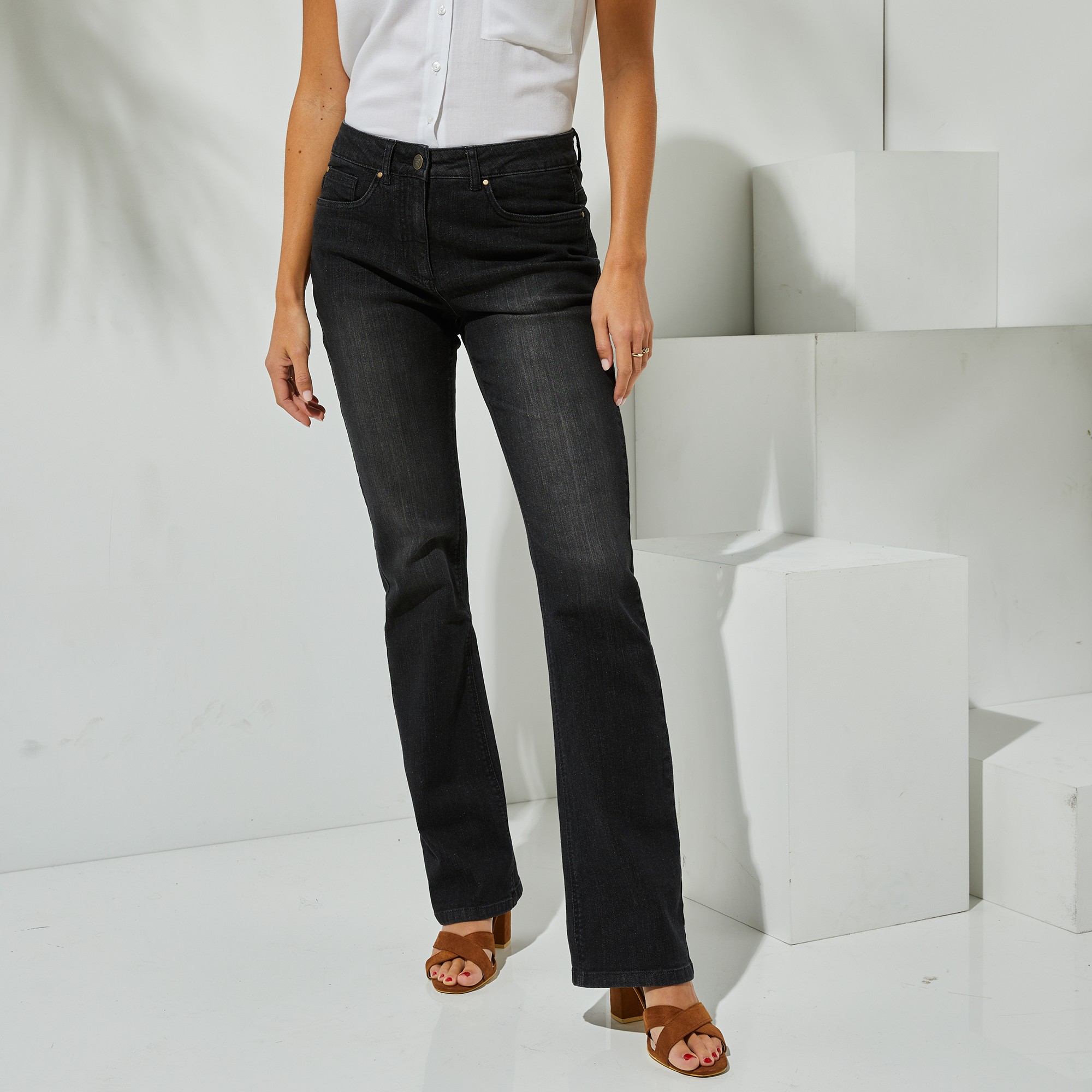 Jean Stretch Coupe Bootcut, Poches Brodées - Blancheporte