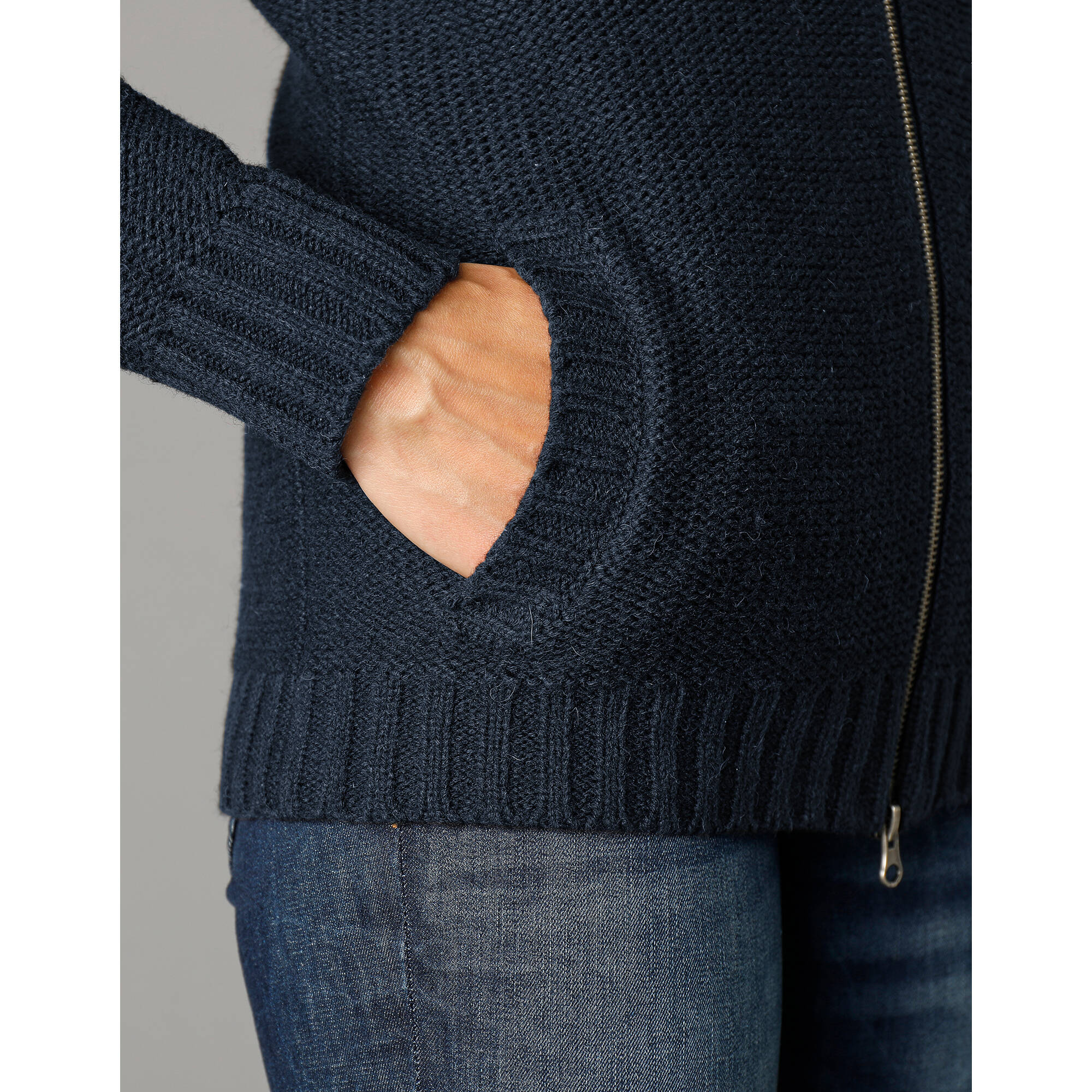 Gilet zippe 30 laine marine Blancheporte