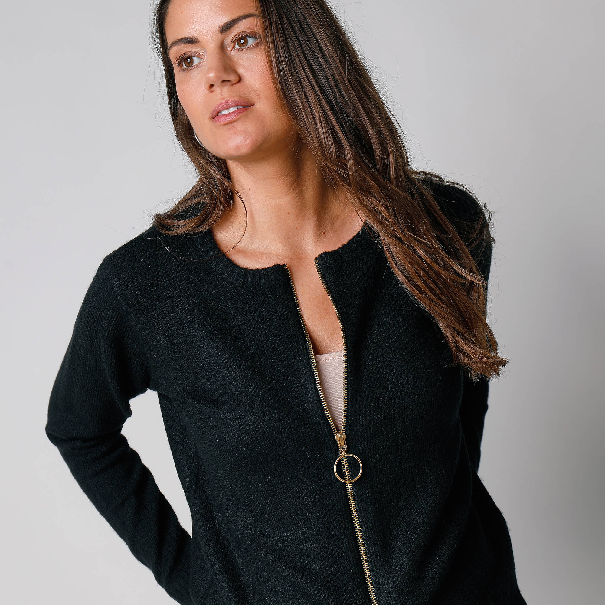 Cardigan zippe noir Blancheporte