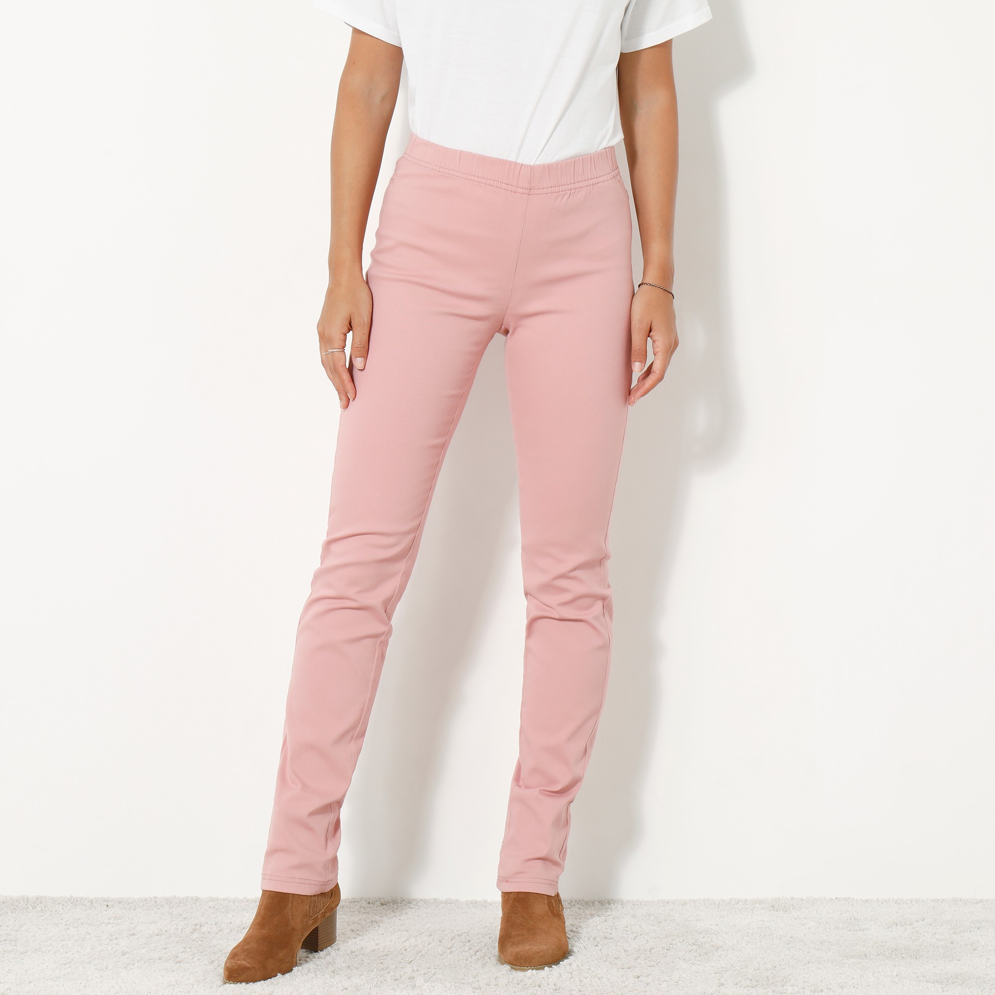 Pantalon sculptant effet ventre plat taille lastiqu e bois de