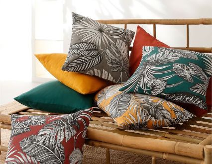Housse de coussin imprimé tropical